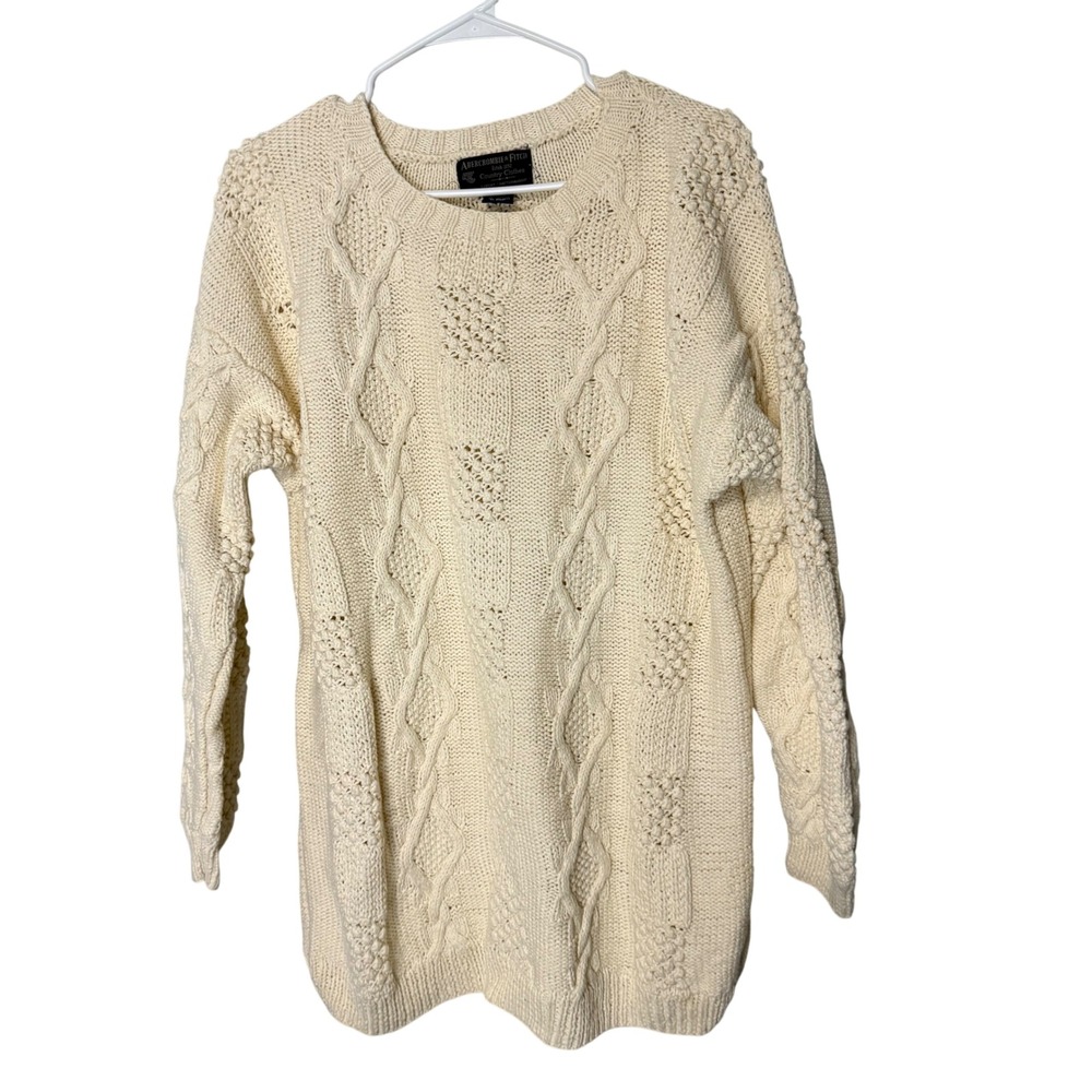 Vintage Abercrombie & Fitch Country Clothes Cable Knit Fisherman Sweater Large